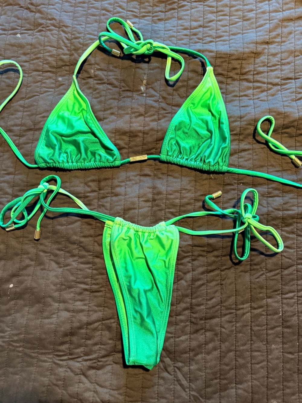 Hello Molly Neon Lime Swim Top & Bottom